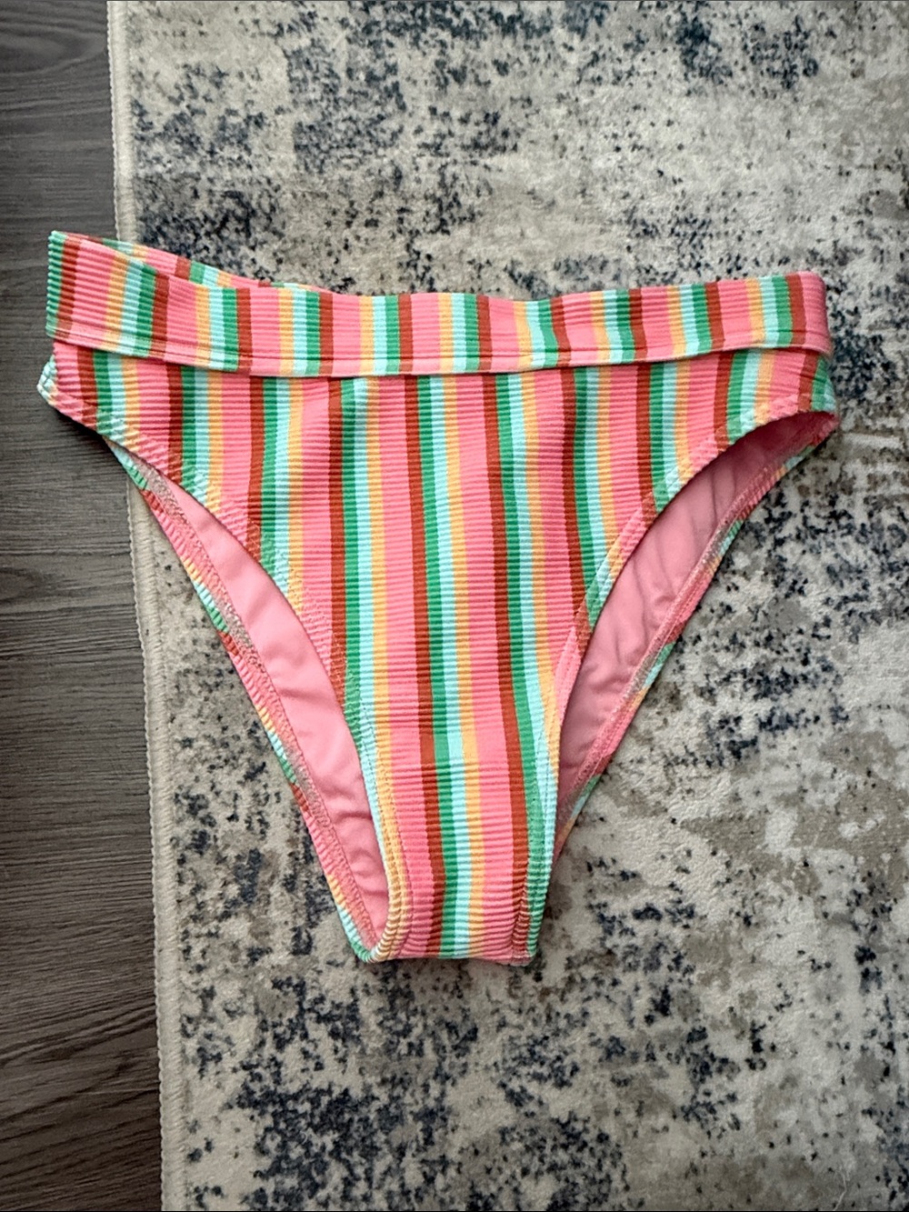 Striped Pink & Green High-Cut Bikini Bottom billabong